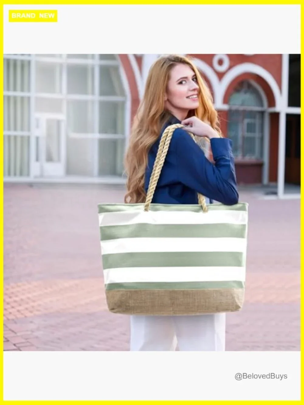 Large Canvas Beach Tote Bag Waterproof Sandproof Swim Pool Travel Essentials